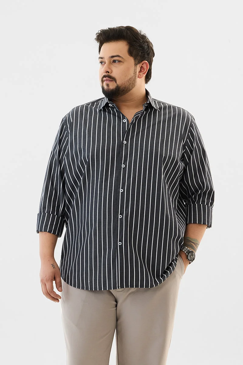 سنيتش 100% Cotton Stripes Plus Size Shirt